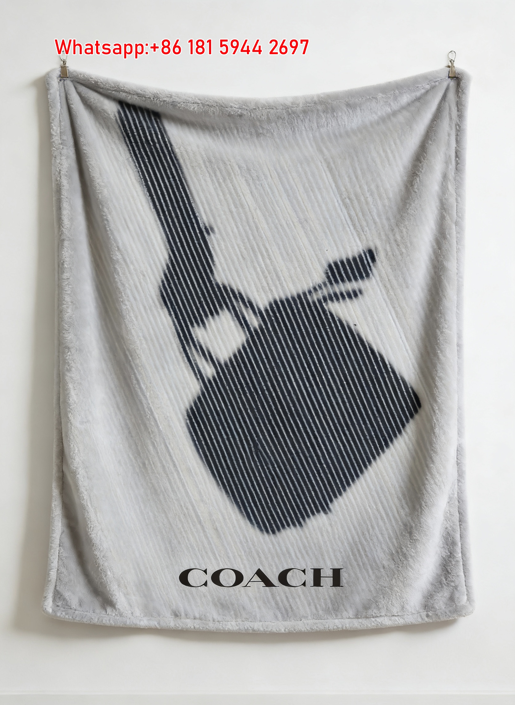 Coach Bag Shadow Stripe Flannel Throw Blanket for Sofa C165